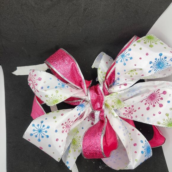 Hand Crafted Pink and White Decorative Bow - Picture 4 of 6